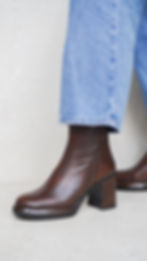 MADRID | Stivaletti vera pelle marrone tacco largo 8 cm