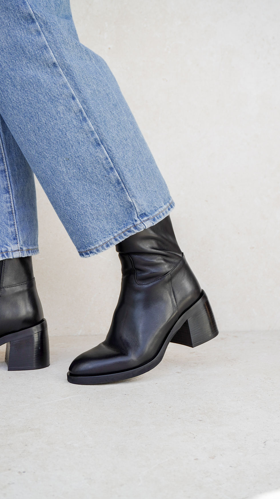 SYDNEY Nero | Stivaletti vera pelle tacco largo 6 cm