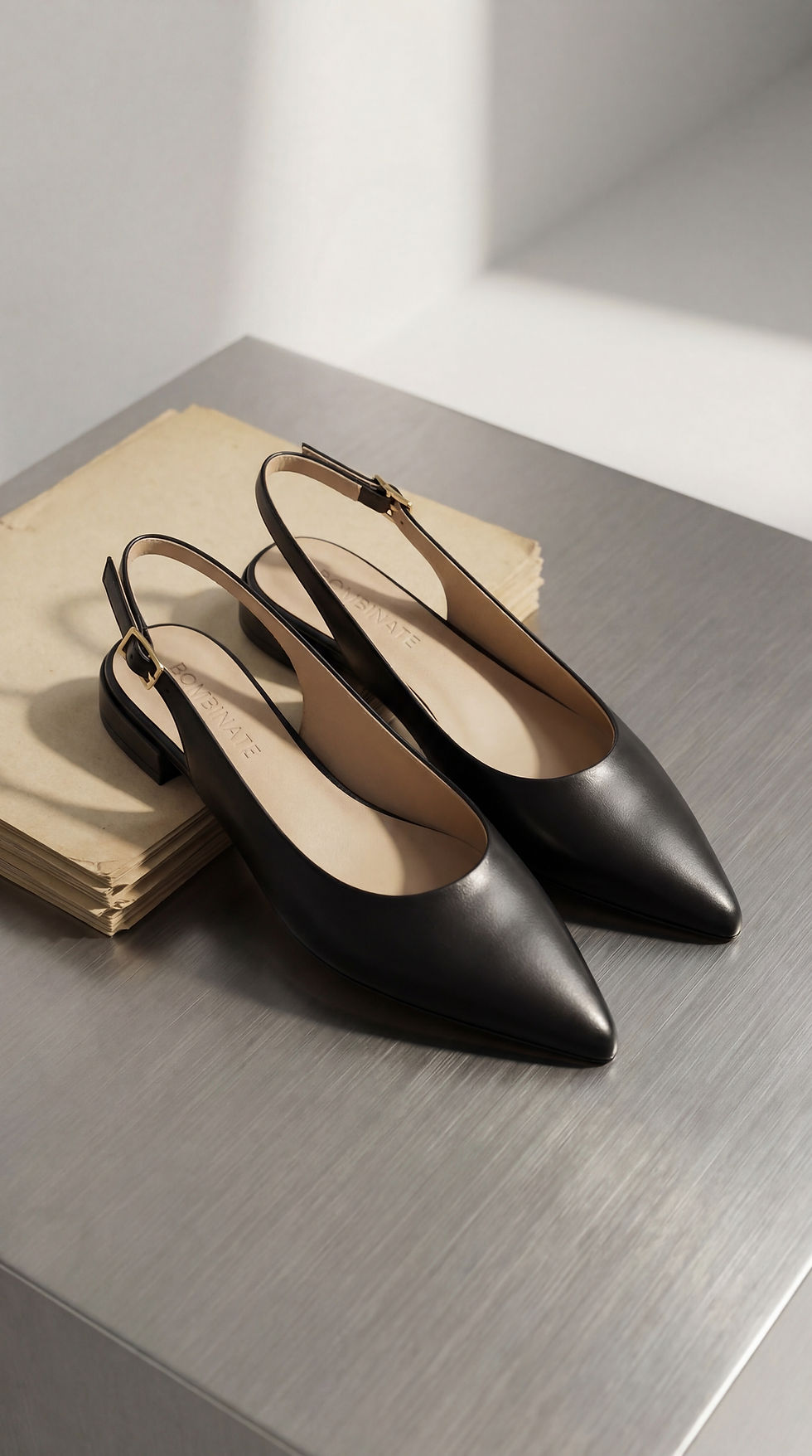 Miniature : ZOE Nero | Slingback vera pelle cinturino tacco 2 cm