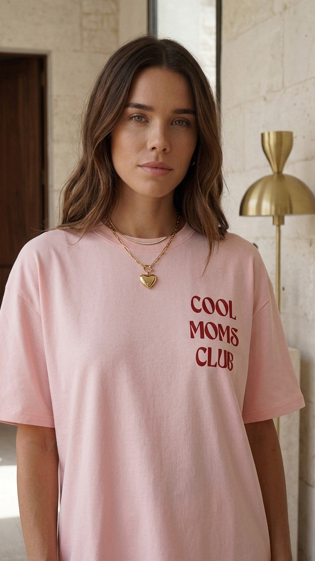 T-shirt oversize rosa COOL MOMS CLUB