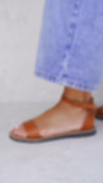 MALIBU Cuoio | Sandali bassi in vera pelle cuoio
