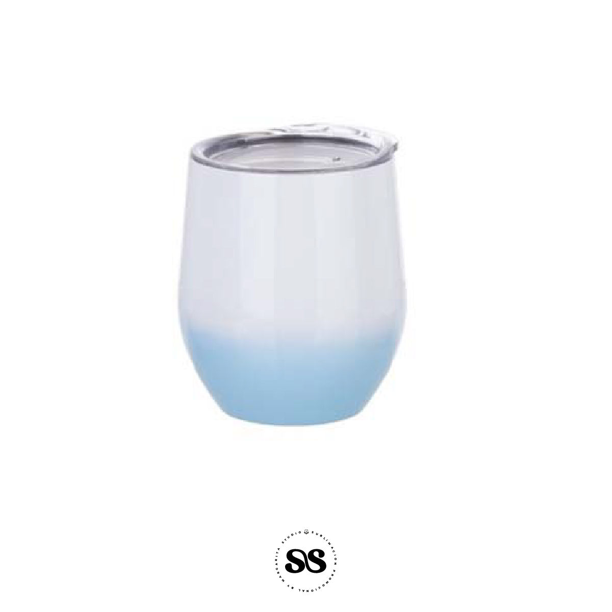 Vaso para vino degradado 12oz tapa plástica