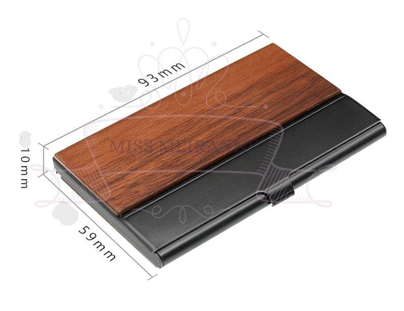 Thumbnail: Elegant Chestnut/Walnut Wooden Metal Clip Name Card Holder