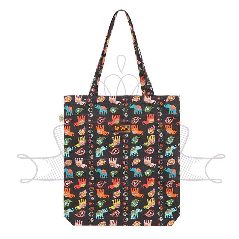Thumbnail: NaRaYa Foldable Medium Cotton Waterproof Shopping Grocery Bag w Logo