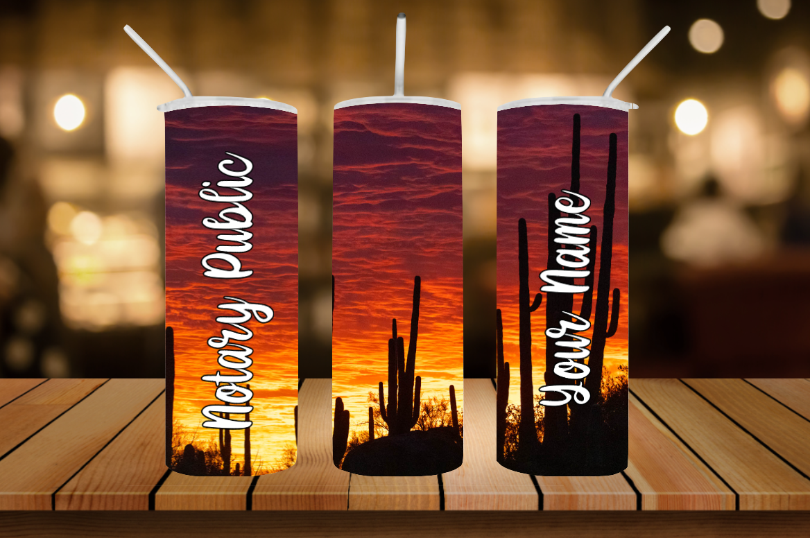 20oz Tumbler - Sunset - Notary Public - Personalized