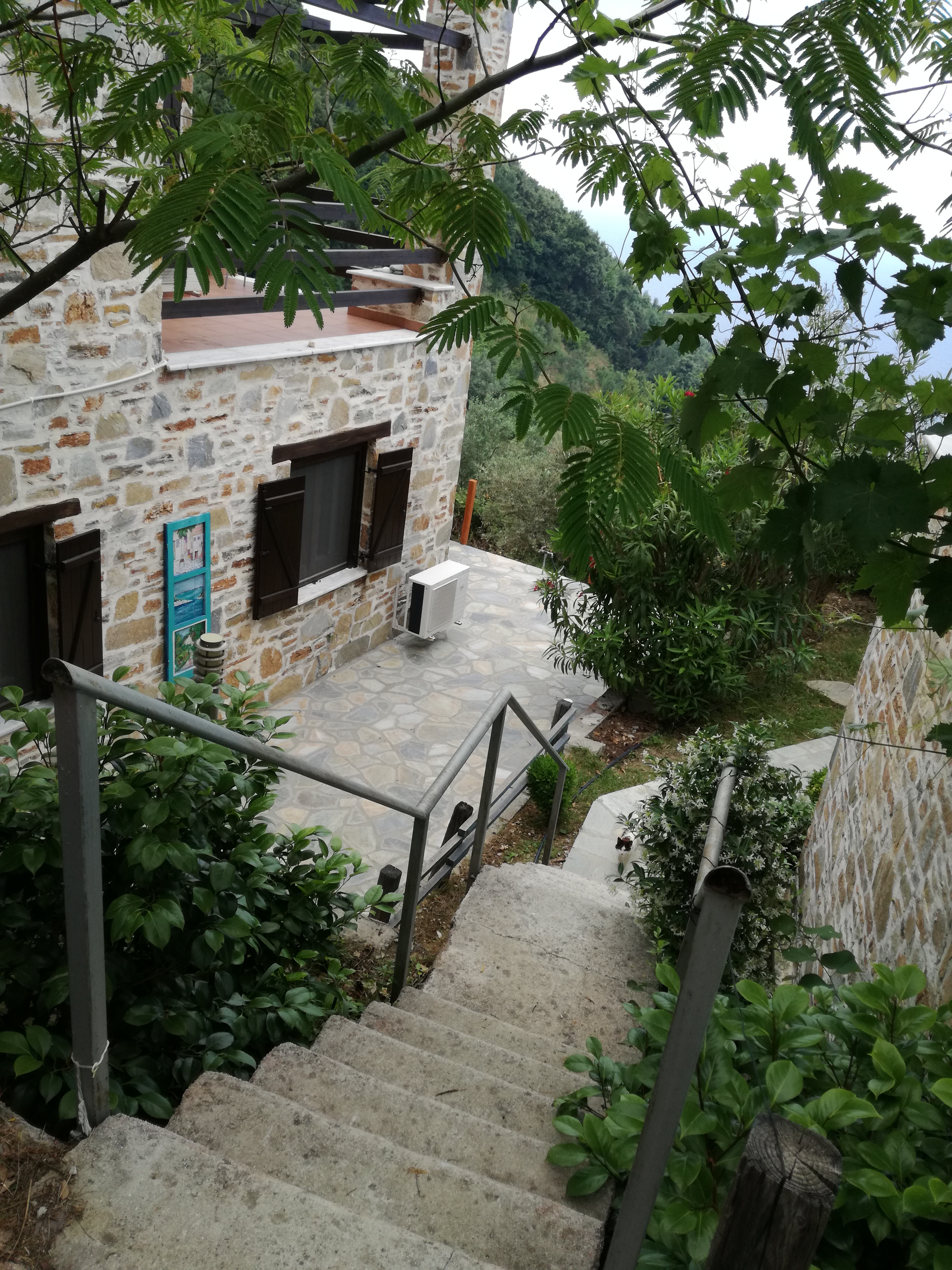 Down the stairs