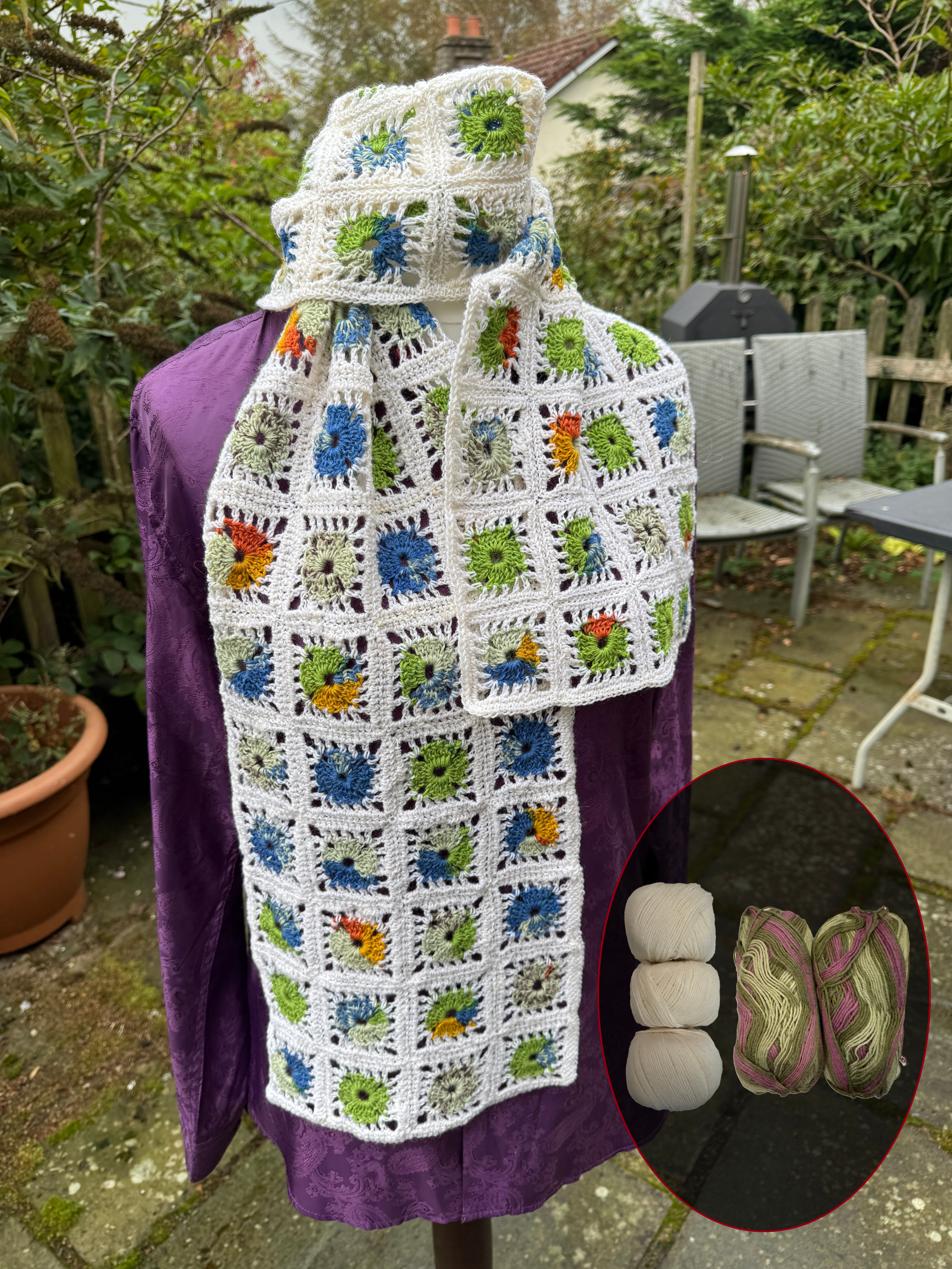 4ply Variegated Crochet Scarf Kit - Colour BL-101