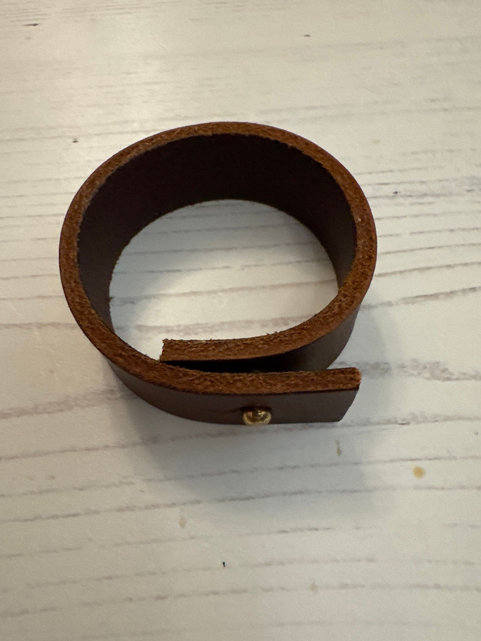 Thumbnail: Leather Shawl Cuff - Plain Brown Thin Push Pin