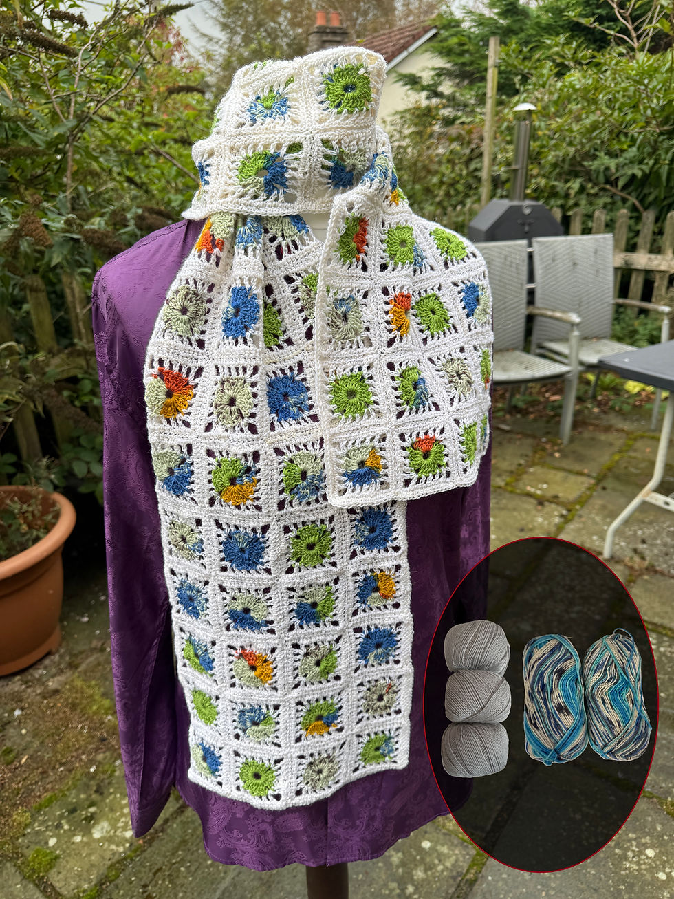 Thumbnail: 4ply Variegated Crochet Scarf Kit - Light Blue/Grey Background