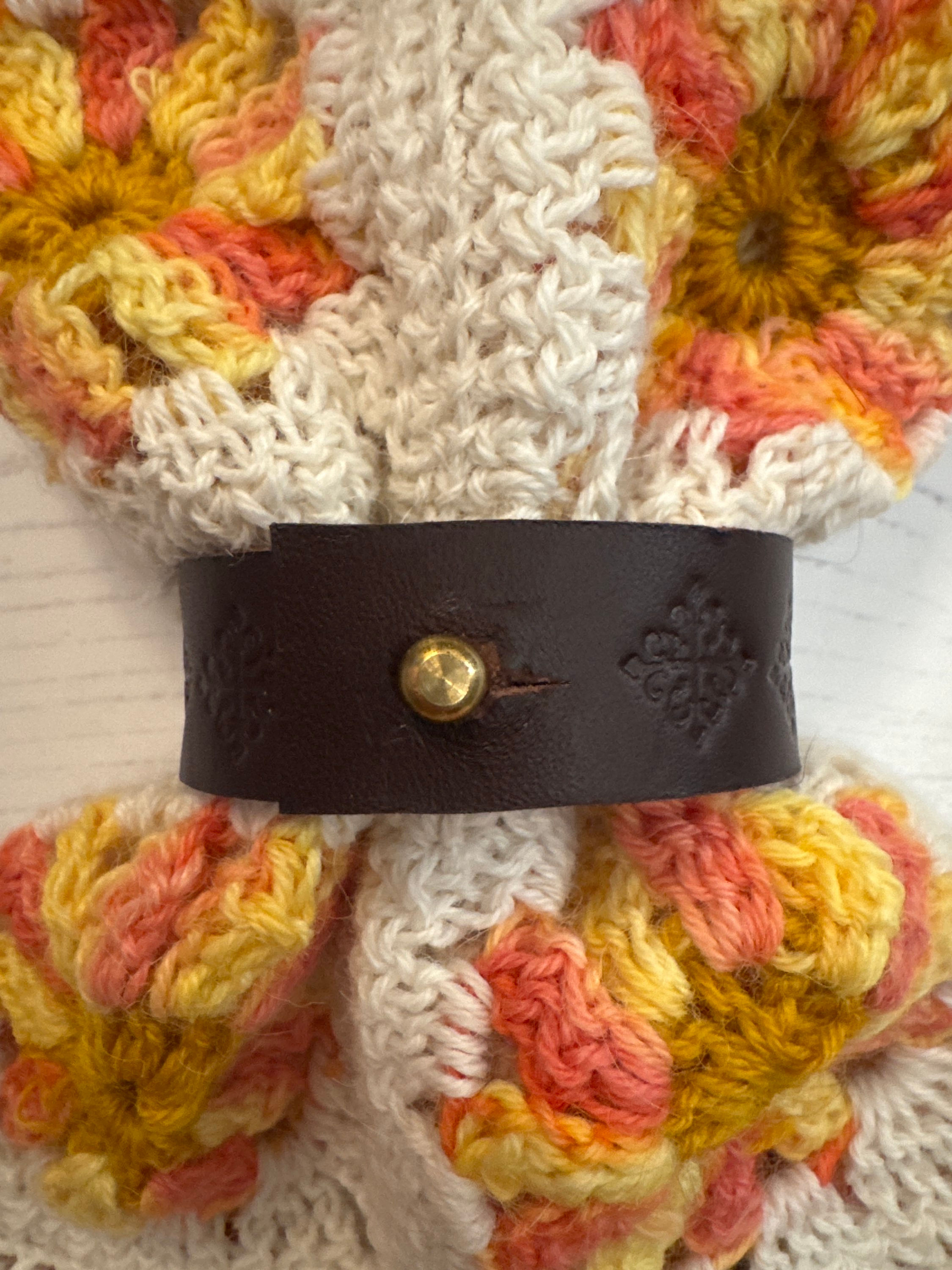 Leather Shawl Cuff - Stamped Brown Thin Push Pin