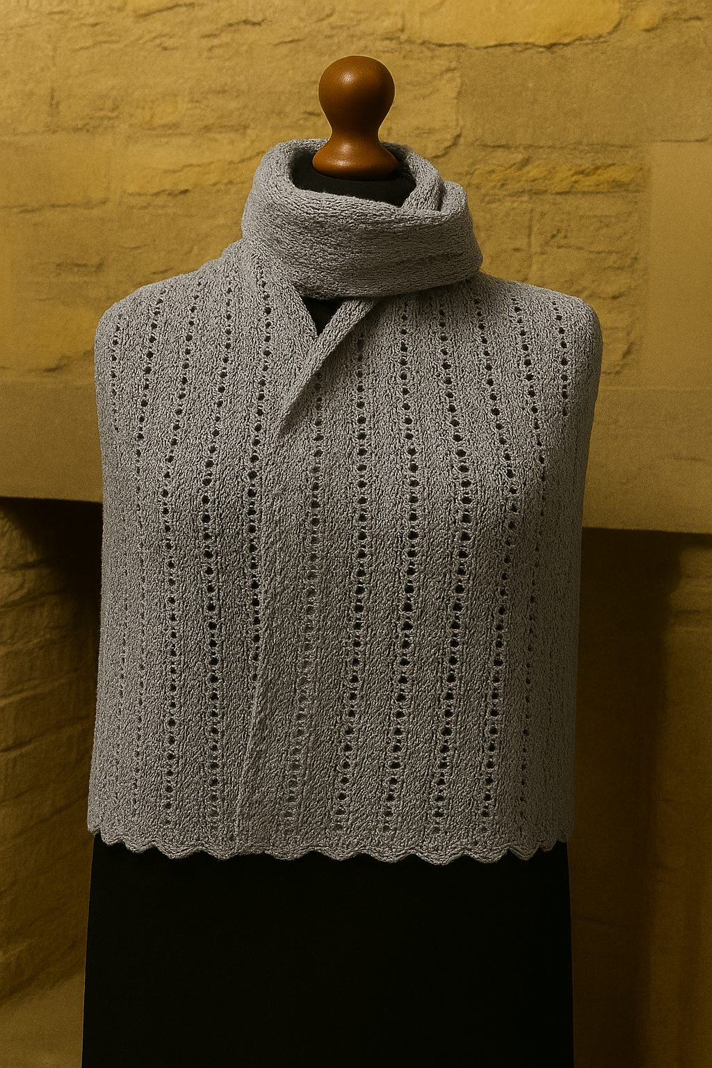 Knitted Lace Stitch Scarf Kit - Grey