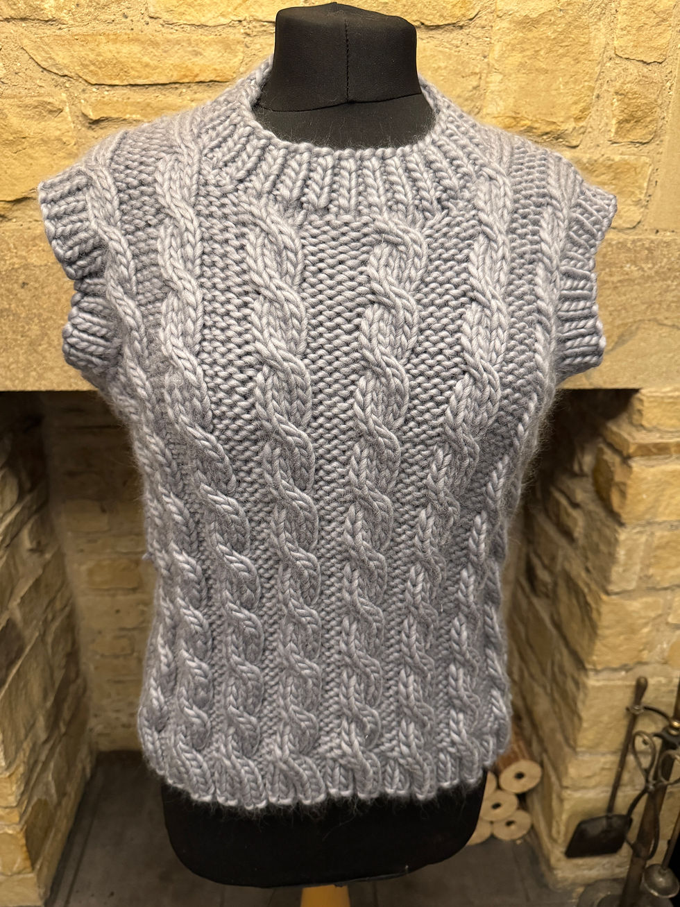 Thumbnail: Super Chunky Single Ply Cable Vest in Ecru Knitting Kit