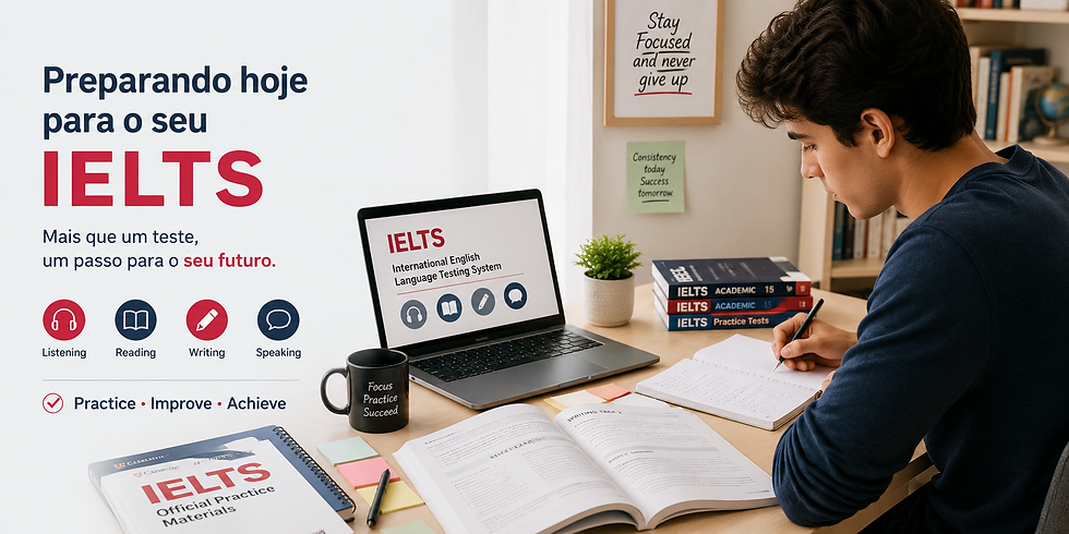 Estudante se preparando para o exame IELTS de inglês