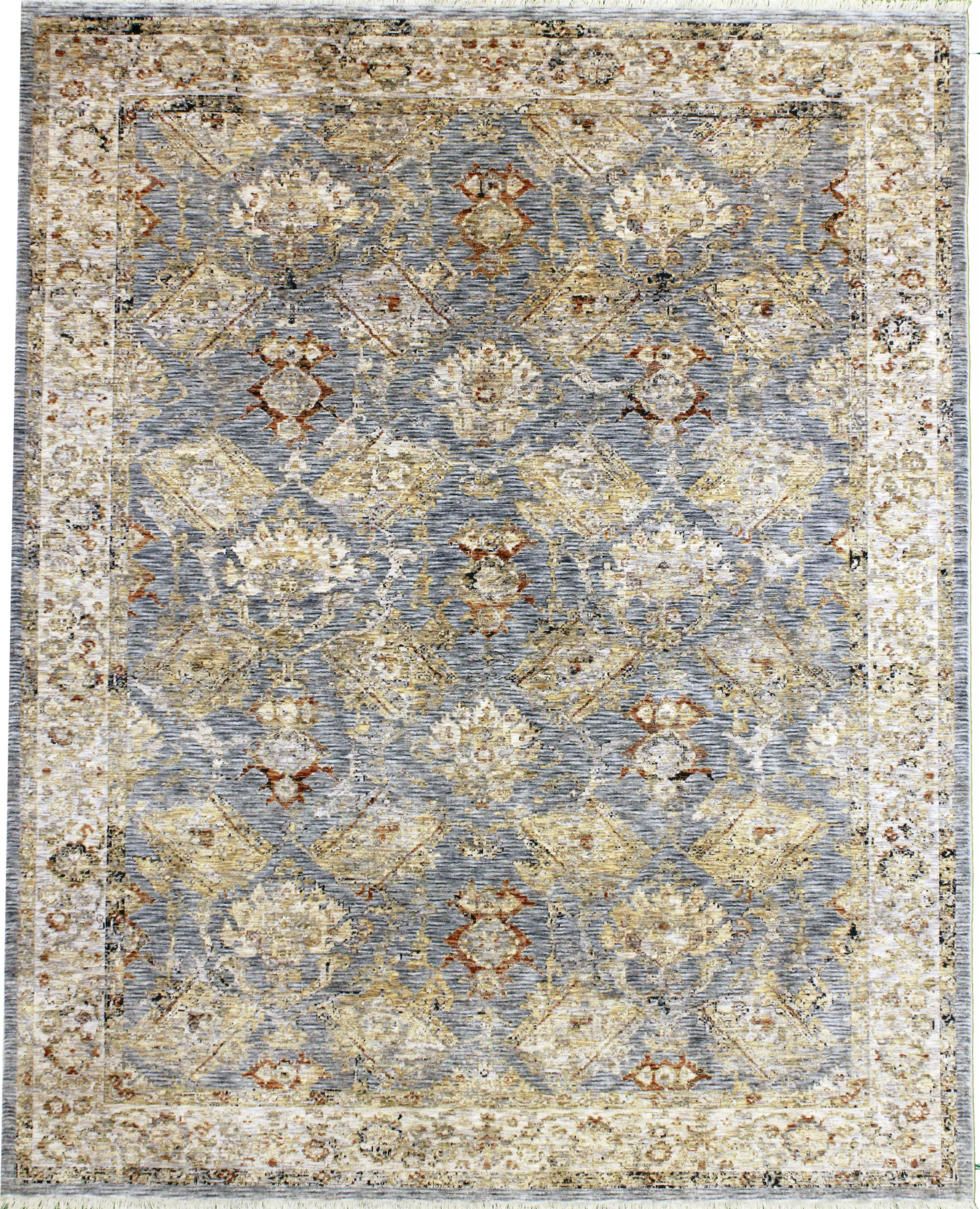 Modern abstract viscose area rug in gray and blue, Rug Icon RIV17X-6071