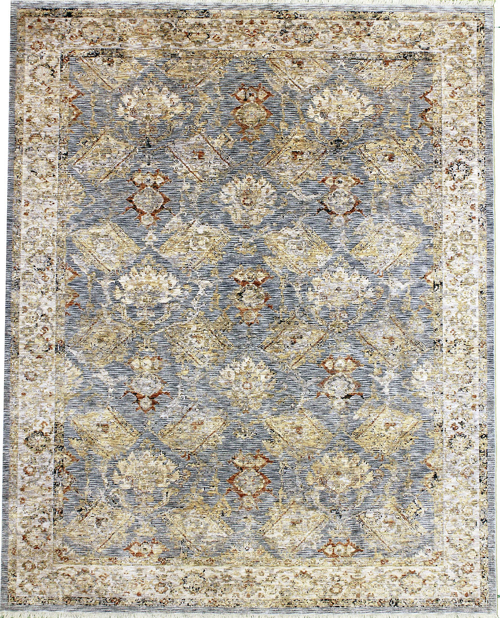Modern abstract viscose area rug in gray and blue, Rug Icon RIV17X-6071
