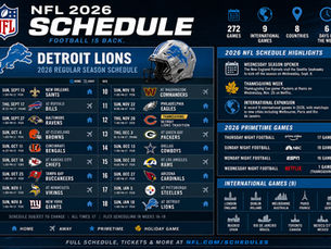 NFL Releases 2026 Schedule, With Primetime Games, Holiday Showdowns and Lions Matchups Drawing Early Attention