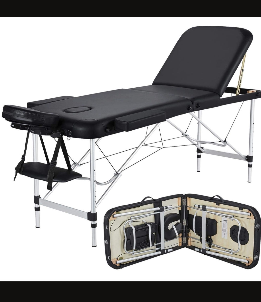 Portable and Foldable Massage Table with Adjustable Height