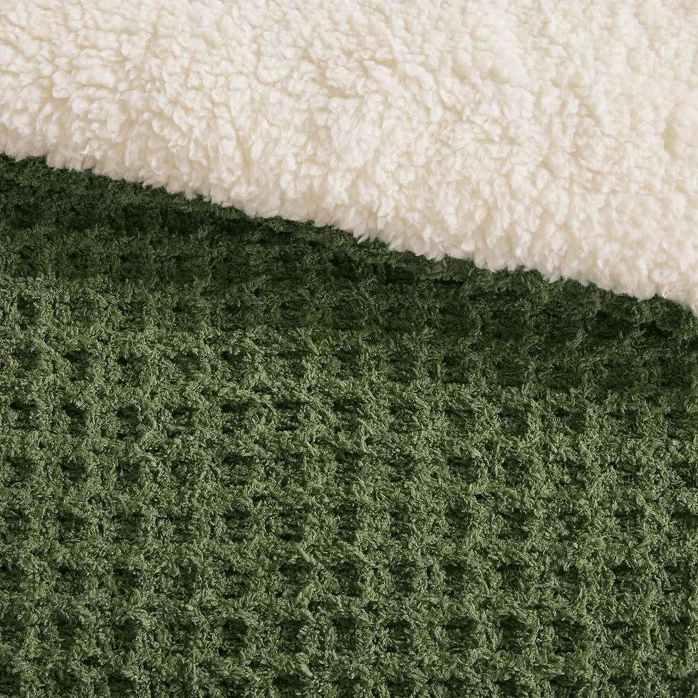 Thumbnail: Waffle Knit Chenille in Sherpa Reverse Comforter Set, Olive