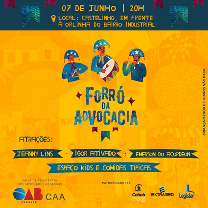 ‘Forró da Advocacia’ traz Emerson do Acordeon, Igor Ativado e Jeanny Lins