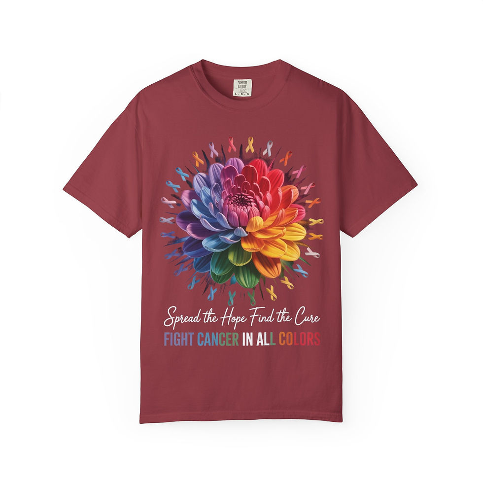 Thumbnail: Cancer Awareness T-Shirt — Rainbow Ribbon Flower "Fight Cancer in All Colors"