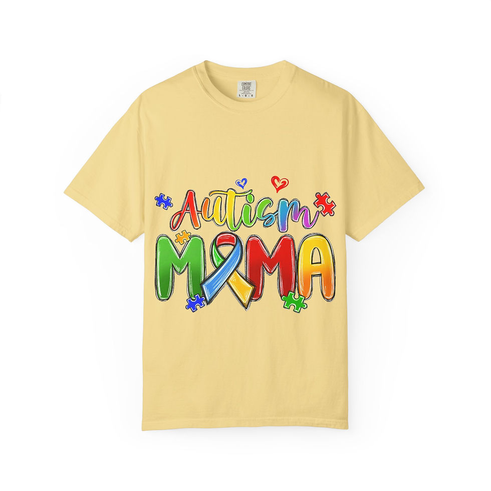 Thumbnail: Autism Mama T-Shirt - Colorful Puzzle Ribbon Support Tee for Moms