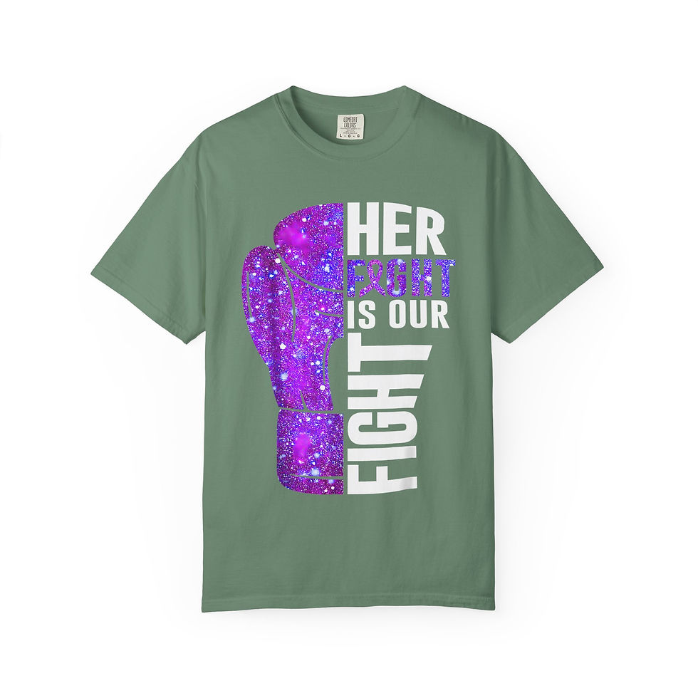 Thumbnail: Her Fight Is Our Fight T-Shirt - Women's Cancer Awareness Boxing Glove Tee