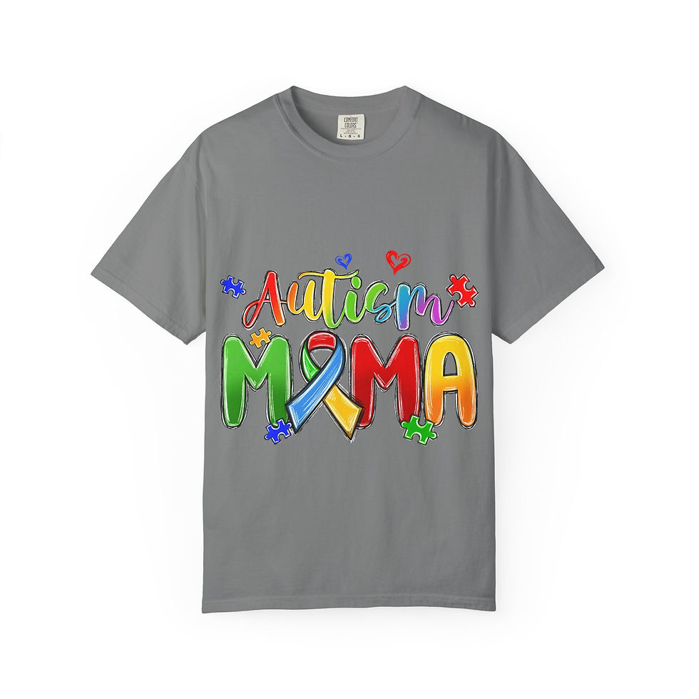Thumbnail: Autism Mama T-Shirt - Colorful Puzzle Ribbon Support Tee for Moms
