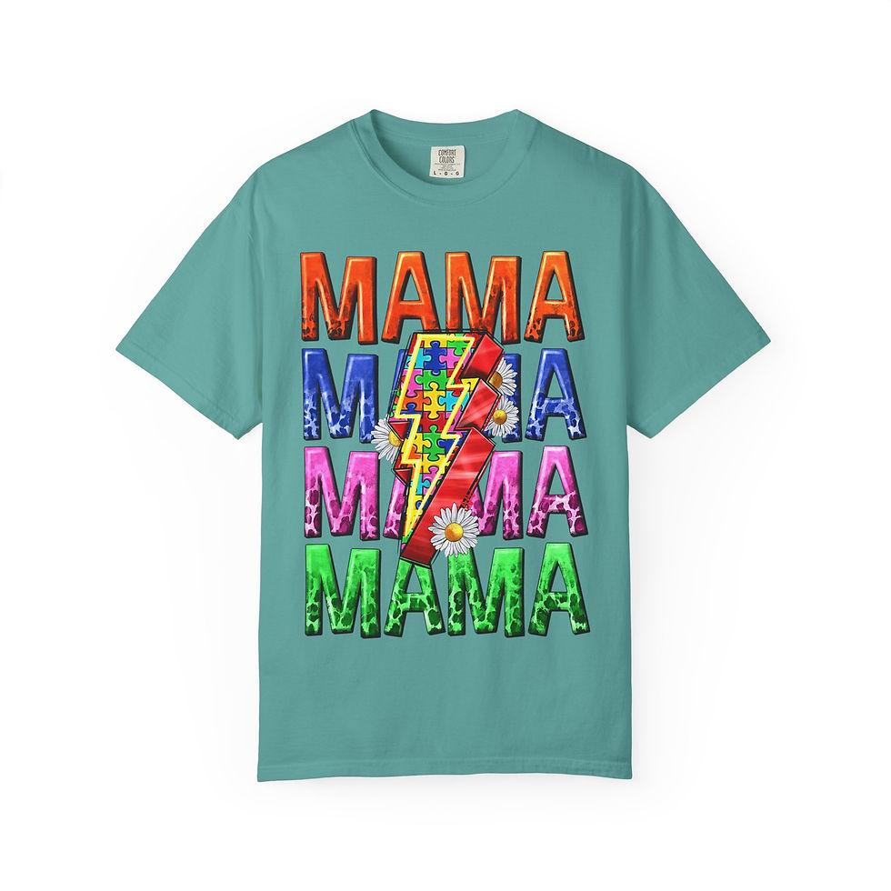 Thumbnail: Mama Lightning Graphic T‑Shirt — Colorful Retro Mama Tee