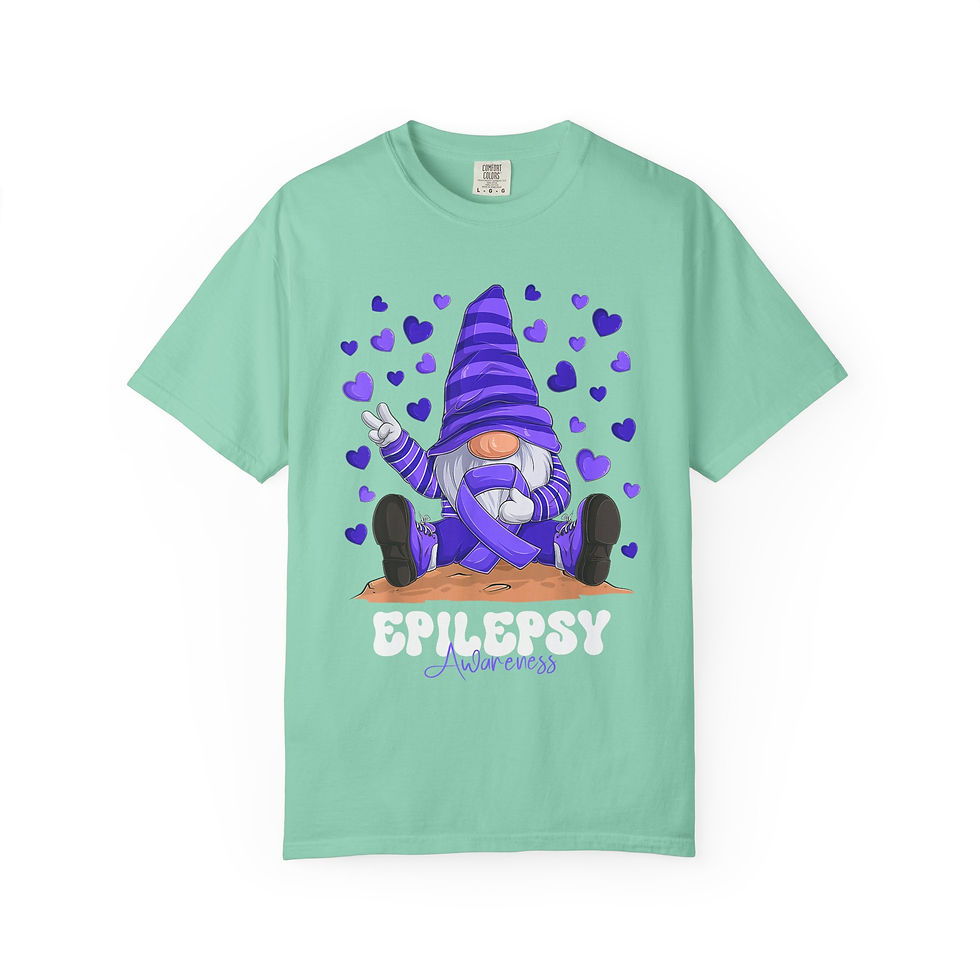 Thumbnail: Epilepsy Awareness Gnome T-Shirt – Purple Ribbon Support Tee