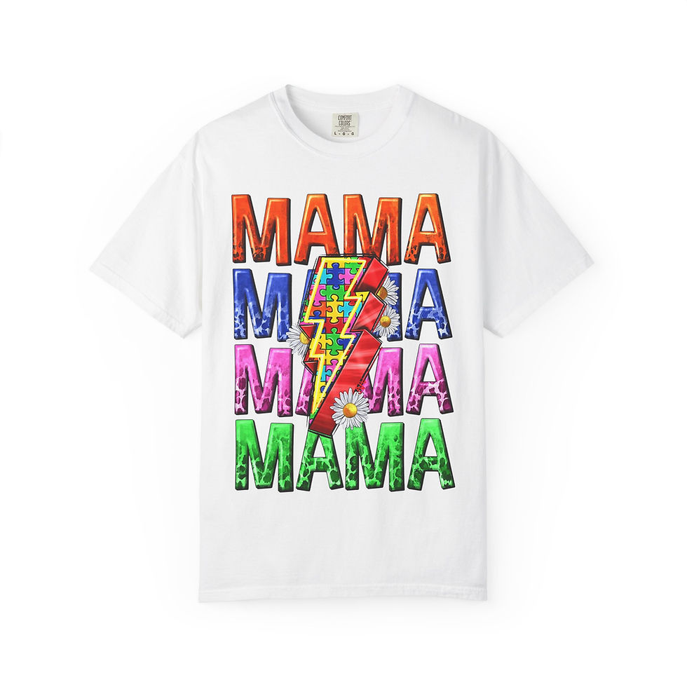 Thumbnail: Mama Lightning Graphic T‑Shirt — Colorful Retro Mama Tee