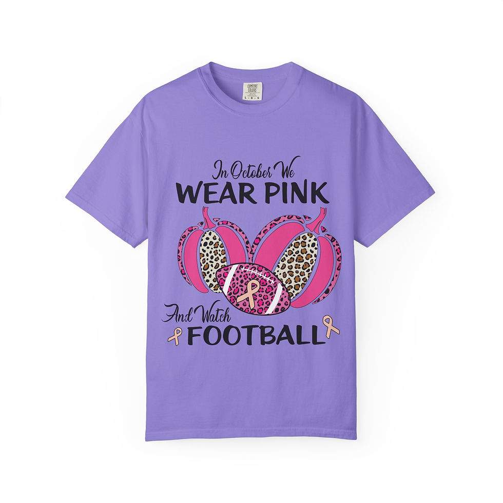Thumbnail: Breast Cancer Awareness 'In October We Wear Pink And Watch Football' T-Shirt