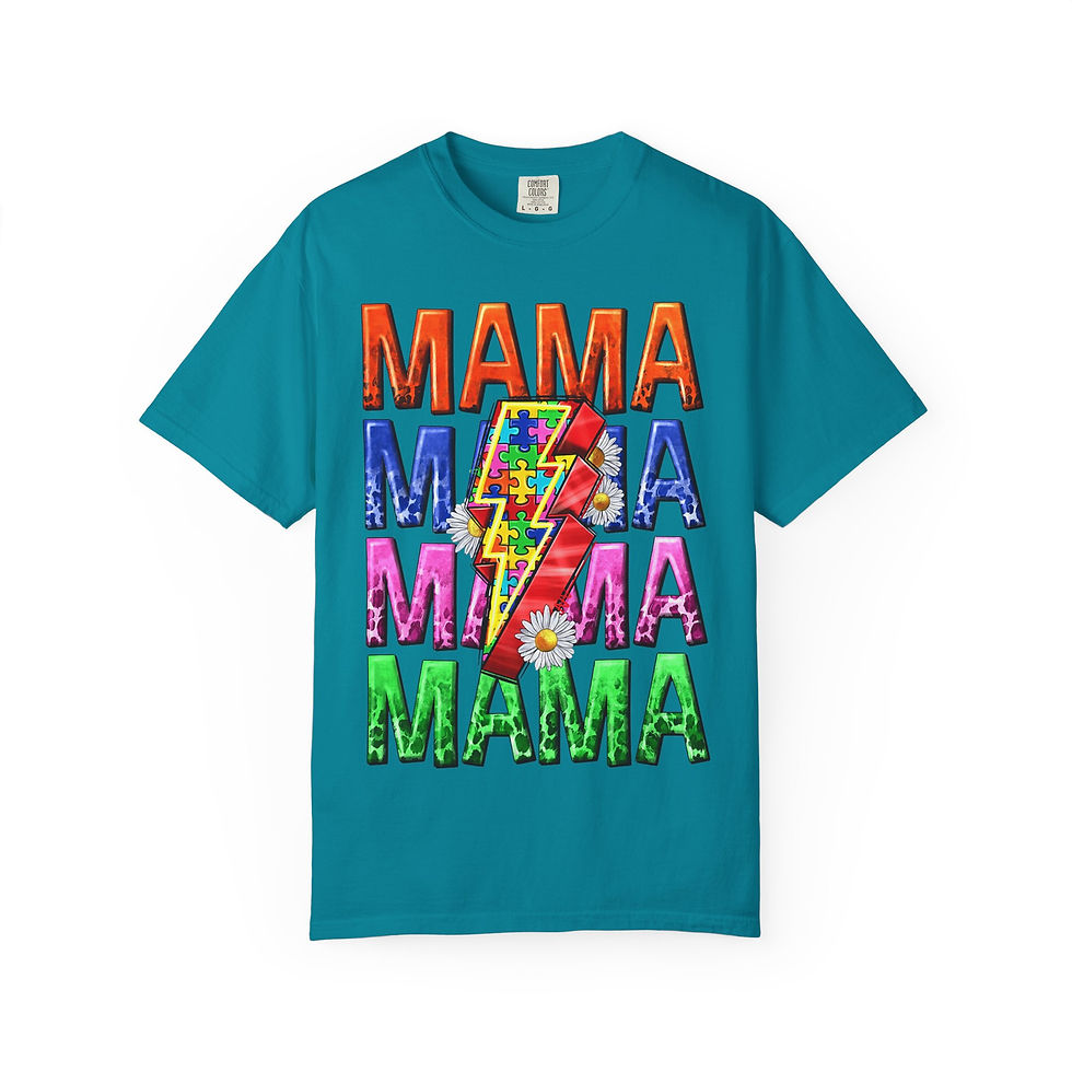 Thumbnail: Mama Lightning Graphic T‑Shirt — Colorful Retro Mama Tee