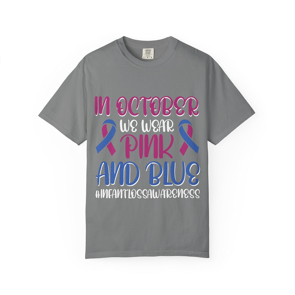 Thumbnail: Infant Loss Awareness T-Shirt — "In October We Wear Pink and Blue" Garment-Dyed 