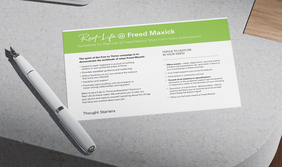 Client deliverable to serve as thought starter to future social media content for employer branding.