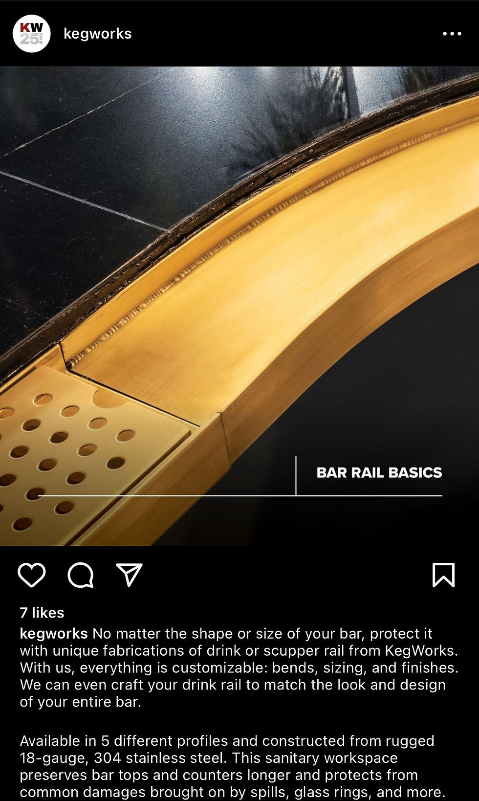 Bar Rail promotion Instagram post.