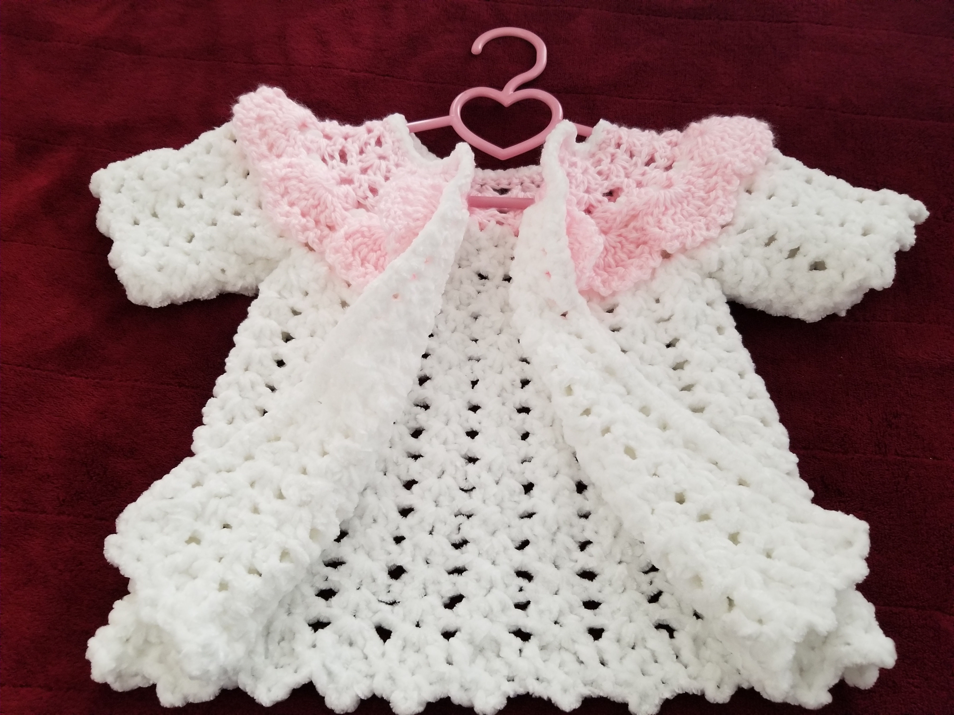 White Baby Velvet and Pink Jacket 18 mos