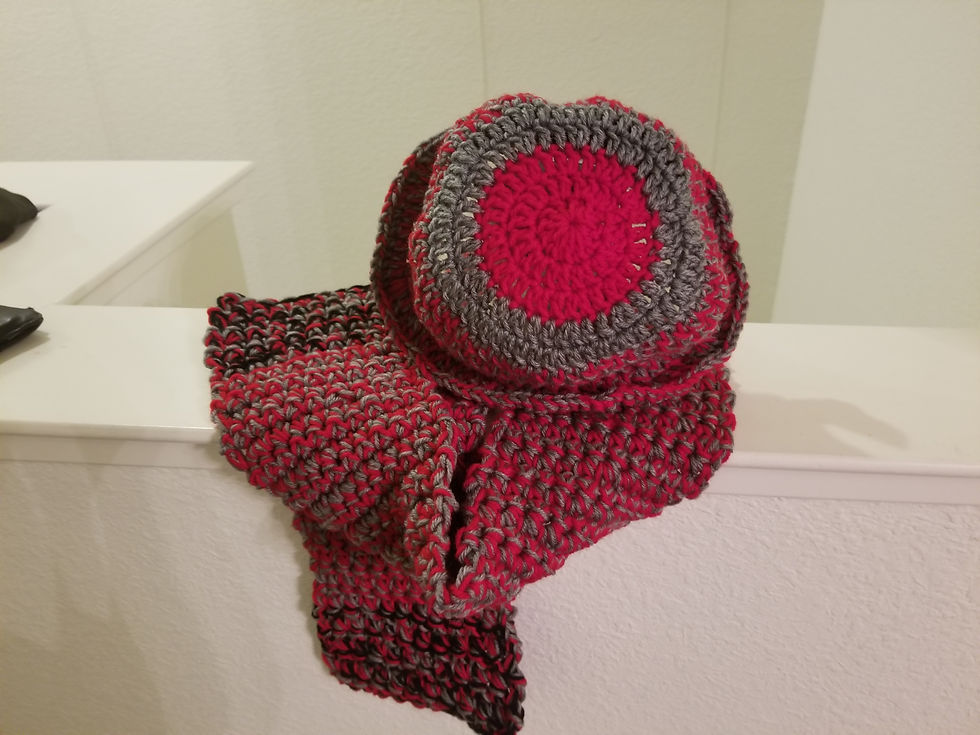 Thumbnail: Hat and Scarf Set - Very Unique - Handmade