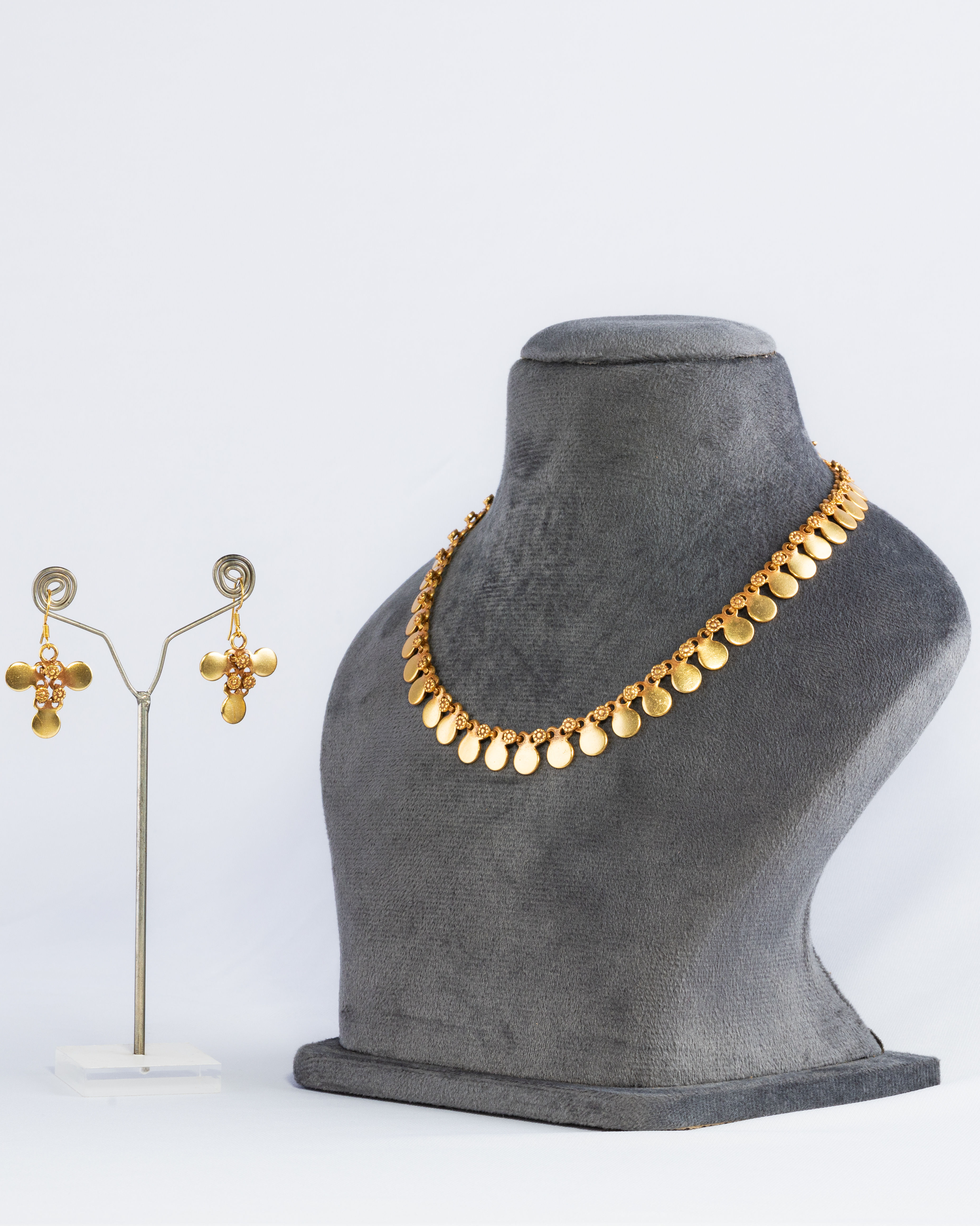 Heritage Coin Necklace Set with Minimal Drop Earrings