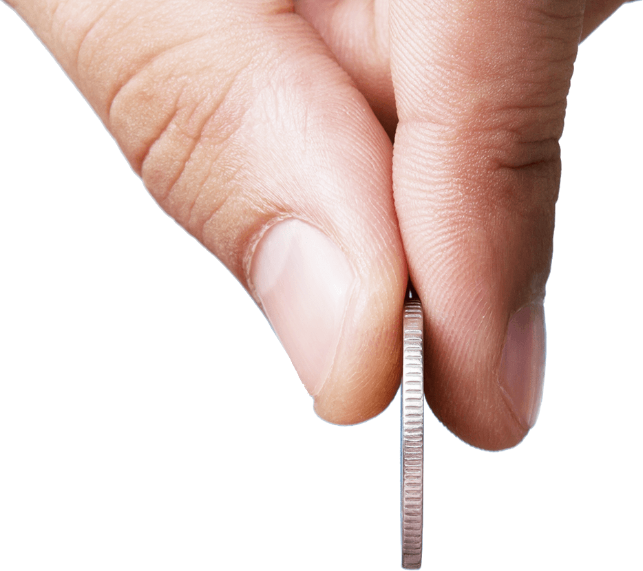 Thumbnail: Hand holding a silver coin, focusing on the edge, against a black background.