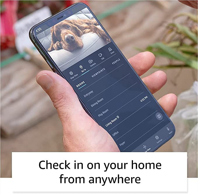 थंबनेल: Hand holding phone showing home view, check in on your home from anywhere