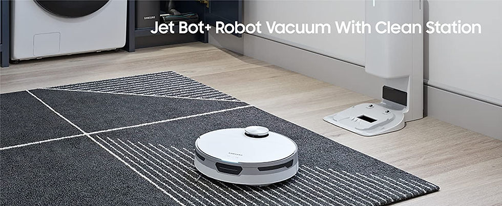 Miniatura: White Jet Bot+ Robot Vacuum Wi-Fi cleaner on a patterned rug.