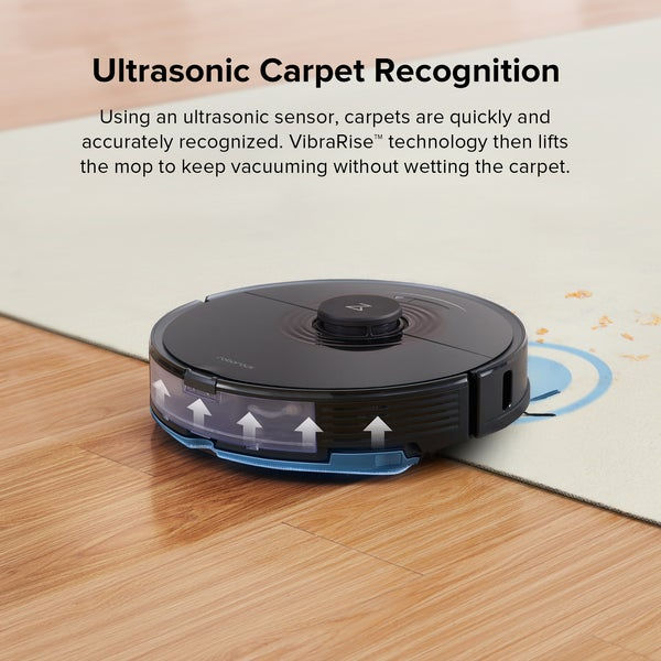 Miniatură: Ultrasonic Carpet Recognition text with the DEEBOT T20 OMNI and sensor technology quickly recognize carpets