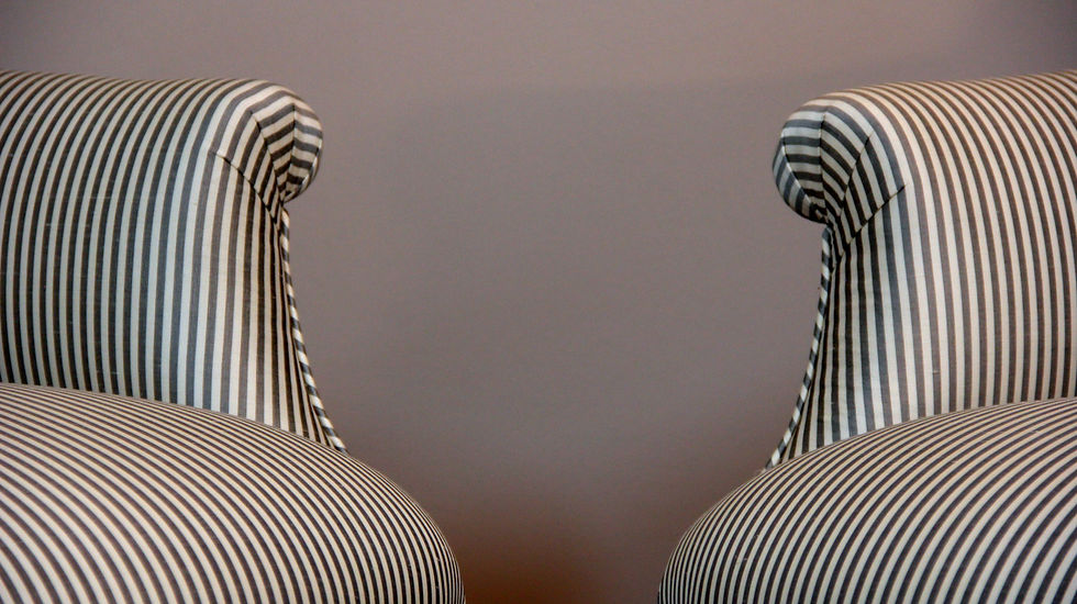 Thumbnail: Classic Italian Chairs in Striped Silk (2)