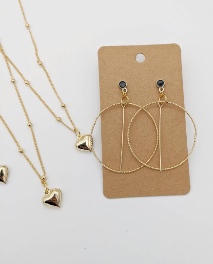 Thumbnail: Gold plated Black Stud Earrings