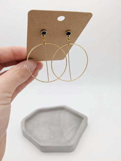 Thumbnail: Gold plated Black Stud Earrings