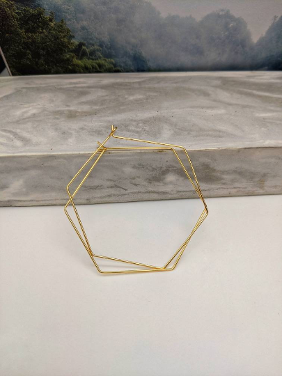 Thumbnail: Gold plated Hexagonal Earrings