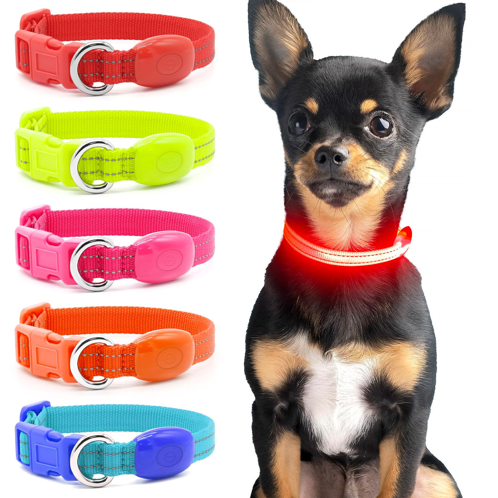 Domagiker Light Up Dog Collars - Reflective LED Dog Collar Rechargeable Bright S