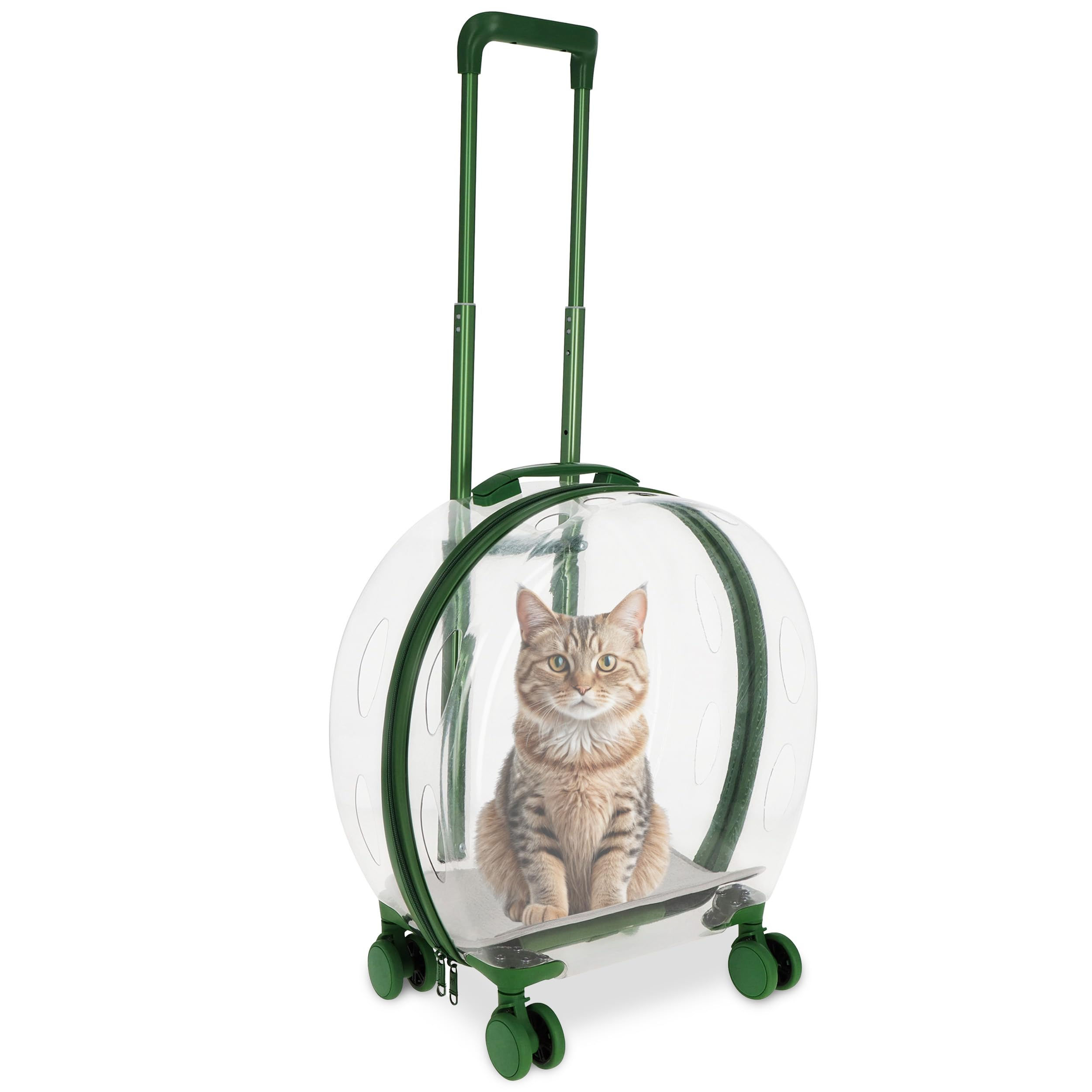 MiMu Transparent Bubble Pet Carrier with Wheels - Small Dog or Cat Trolley for P