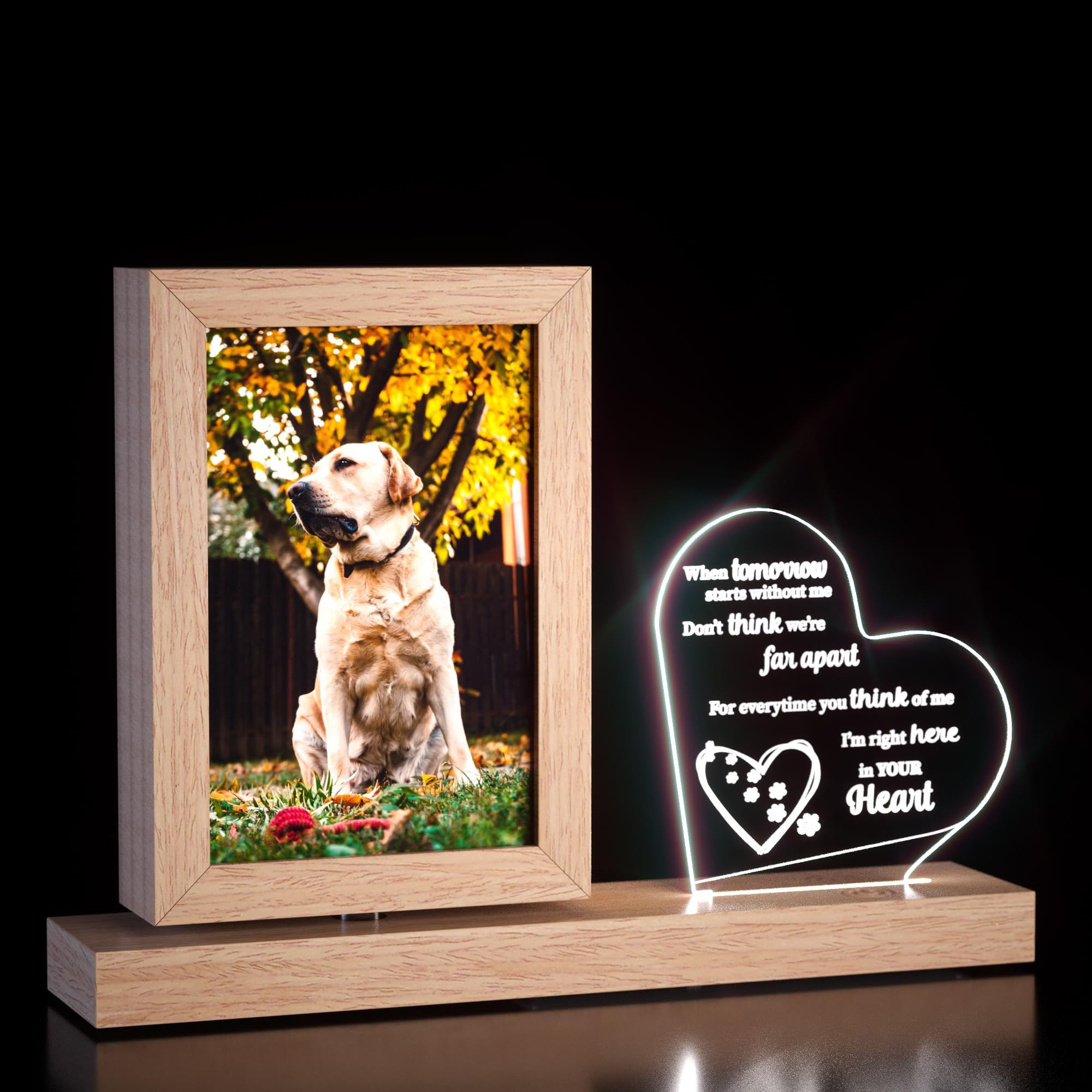 Pets (dog or cat) memorial picture frame 4x6 Wood rotating Picture frame Double-
