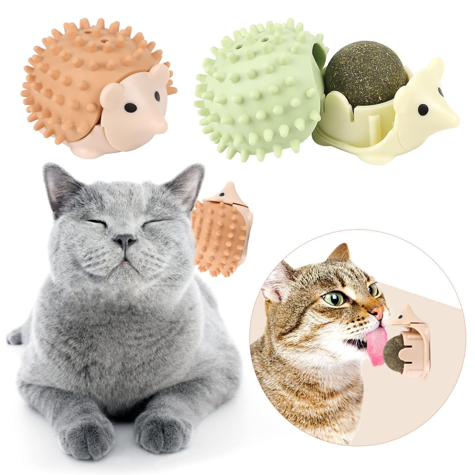 CCINEE 2pcs Catnip Balls for Cats Wall Catnip Toys Edible Cat Toys for Cat Lick